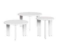 LoogCape Table Basse en Bois Massif en pin Blanc avec 3 pièces emboîtables pour Salon, Meuble gigogne, Design Rustique, idéal pour décoration intérieur, Rangement, café, Chambre, sejour