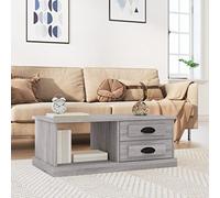 LoogCape Table Basse Sonoma Gris en Bois d'ingénierie 90x50x35 cm avec tiroirs et Espace de Rangement pour Salon, canapé, séjour ou Chambre, Design Industriel scandinave