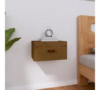 LoogCape Table de Chevet Murale Marron Miel 40x29,5x22 cm en Bois de pin Massif avec Espace de Rangement Pratique pour Chambre Salon Bureau