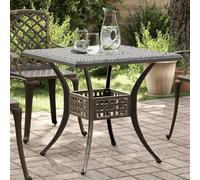 LoogCape Table de Jardin Bronze 80x80x75 cm en Aluminium coulé Durable avec Trou pour Parasol idéale pour terrasse Balcon Patio mobilier extérieur et Repas en Plein air