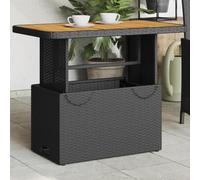 LoogCape Table de jardin en rotin synthétique et bois d'acacia - 90 x 55 x 40 à 71 cm - Pliable et résistante aux intempéries - Table de terrasse pour utilisation en extérieur - Noir