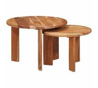 LoogCape Tables Basses gigognes Marron en Bois d'acacia Massif pour Salon intérieur Design Moderne Meubles déco élégants Set 2 pièces