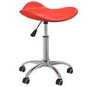 LoogCape Tabouret roulant de coiffeur rouge en cuir synthétique réglable en hauteur et pivotant avec roulettes pour salon cosmétique studio professionnel