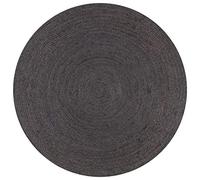 LoogCape Tapis rond en jute fait à la main, 120 cm, gris foncé, à poils courts tressé, pour salon, chambre à coucher, couloir, cuisine, couloir, décoration de sol