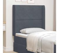 LoogCape Tête de lit oreille gris 80 x 16 x 4 cm en velours rembourré avec cadre en bois, coussin mural comme dossier, rembourrage pour chambre à coucher, tête de lit, accessoires et décoration
