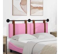 LoogCape Tête de lit suspendue avec lumière LED rose antique PU rembourrée, 150 x 55 cm, montage mural avec cadre en métal, panneau mural moderne pour chambre à coucher, dossier confortable et support