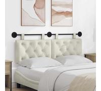 LoogCape Tête de lit suspendue avec lumière LED, velours crème, rembourrée et polyvalente, 150 x 55 x 7 cm, avec montage mural, panneau mural moderne pour chambre à coucher et salon, confort