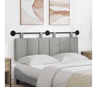LoogCape Tête de lit suspendue gris nuage avec lumière LED, tissu rembourré, 150 x 55 cm, montage mural avec cadre en métal, panneau mural moderne pour chambre à coucher