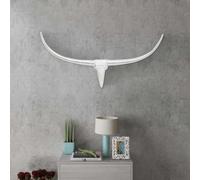 LoogCape Tête de taureau murale en aluminium argenté 96 cm - Design moderne - Sculpture d'animaux pour salon, bureau, jardin, chalet, décoration élégante, accroche-regard, idée cadeau