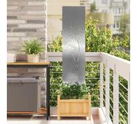 LoogCape Toile brise-vue de jardin, argentée, 32 x 140 cm, en acier inoxydable, résistante aux intempéries, design moderne, inserts décoratifs, montage facile, durable, pour jardin, terrasse