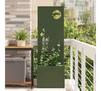 LoogCape Toile brise-vue de jardin vert olive 50 x 150 cm en acier avec inserts décoratifs résistant aux intempéries pour terrasse et jardin, aspect moderne, montage facile, durable, décoration