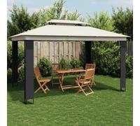 LoogCape Tonnelle Double Toit crème 3,94x2,96 m Acier avec Toile Polyester résistante à l'eau et UV, abri extérieur pour Jardin terrasse Patio Camping Plage Piscine, idéale pour Ombre Soleil Pluie