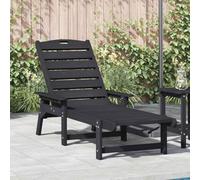 LoogCape Transat Noir 195,5 x 53 x 98,5 cm en HDPE avec Dossier réglable, Structure en Acier Inoxydable, idéal pour Jardin terrasse Patio Piscine ou Veranda, Design Moderne Durable