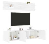 LoogCape Unités murales TV en Bois d'ingénierie Blanc 6 pièces Support Mural pour Salon séjour Chambre Bureau Design Moderne