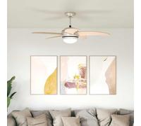 LoogCape Ventilateur de plafond avec lumière et télécommande Ø 110 cm Sonoma acier bois salon intérieur silencieux à intensité variable été hiver