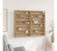 LoogCape Vitrine Murale en Bois d'Ingénierie Chêne Artisanal 100 x 8,5 x 75 cm pour Rangement intérieur Salon Chambre Bureau avec 16 étagères Support Fixation