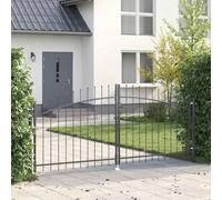 LoogCape Woerden Double portail en acier avec serrure Gris 299,5 x 174,5 cm Grillage résistant aux intempéries pour allée, portail de jardin, clôture, portail battant avec sécurité verrouillable