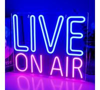 Looklight Live On Air Enseigne Néon Bleu Rose Lettres Led Neon Light Décoration Murale pour Studio Chambre Salle de Jeux Décoration de Fête Enseigne lumineuse de mot sur l'air Alimenté par USB