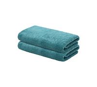 Looks by Wolfgang Joop Lot de 2 Serviettes invités 30 x 50 cm - Petite Serviette Turquoise, Lot de 2 en Pur Coton, avec Logo brodé
