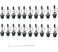 Loopunk Lot de 20 bouchons en acier inoxydable bec verseur conique bouteille verseur bouchon verseur anti-goutte avec une seule pièce bouchons en caoutchouc pour liqueur, vin, huile, cocktail, jus,etc