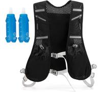 Loopvest : Sac à dos pour course à pied - Veste de course robuste - Hydratation pendant l'activité sportive - Éléments réfléchissants pour la sécurité - 2 bouteilles de 500 ml - Noir