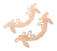 LOORGVEL 2 Pièces Appliques en Bois Sculpté de Style Européen Beige, Décoration Polyvalente pour Meubles et Portes, Fabrication Artisanale Installation Facile