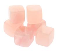 LOORGVEL 6 Pièces Glaçons Pierre Quartz pour Whisky et Cocktails Réutilisables en Quartz Rose, Coffret Cadeau pour Femmes et Cocktails