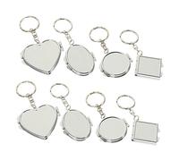 LOORGVEL 8pcs Porte-clés Miroir Pliant en Métal Argenté, Double Face Surface Lisse, comme Présent à Suspendre sur Paquet à Dos Occasions Spéciales
