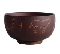 LOORGVEL Bol Artisanal Sculpté en Bois D'acacia Léger Anti-brûlure pour Soupe Salade Nouilles, Ethnique Mongole, pour Restaurants à Thème Et Repas Traditionnels