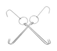 LOORGVEL Lot de 2 Crochets Doubles en Acier Inoxydable 40 CM pour Barbecue Support de Viande et Ustensiles de Grillades Hameçons Robustes pour Rôtir et Fumer Accessoires Barbecue