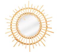 LOORGVEL Miroir Mural Circulaire en Rotin Naturel 40 Cm Décoratif Artistique pour Chambre Et Salon Décoration Intérieure à Suspendre Murale