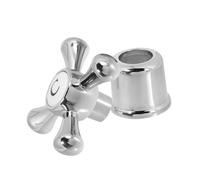 LOORGVEL Poignée de Robinet Accessoire de Robinetterie Solide en Alliage de Zinc et Cuivre Argenté Design Croix Confortable pour Robinet Lavabo Salle de Bain