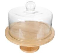 LOORGVEL Présentoir à Gâteaux Solide en Verre avec Couvercle Alimentaire, Plateau Réutilisable Facile à Nettoyer pour Mariages et Fêtes, 1 Set Khaki Élégant