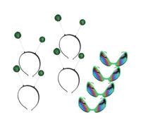 LOORGVEL Sets de Serrage-têtes Lunettes de Soucoupe Volante Lot de 4 Verts Légers et Confortables en Plastique Coiffe Décorative Entre Couleur Aléatoire pour Festival et Photos