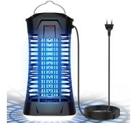 Loowoko Lampe Anti Moustique Électrique 4200V, Lumiere Electrique Insectes avec une lumière en bas, IPX4 Lampe Anti Mouche, Lumière Bleue Tue Mouche, Convient pour la cour, le salon et la chambre