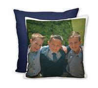 LOOXIS Coussin Photo personnalisé, à Personnaliser, à Faire Imprimer, Texte et Photo de Votre Choix - Idée Cadeau pour Femmes et Hommes - Remplissage Inclus, 40 x 40 cm, Lin haptique, Bleu Nuit