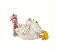 lopituwe Statue de Poulet en résine, décoration de Jardin, décorations Coq et Poulet Poule, Bureau approprié, Bureau, avec décorations, Blanc, Poule couchée