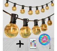 LOPTEM Guirlande Guinguette 20M+10M LED G40 IP44 Étanche Terrasse | Idéal mariage, anniversaire, Noël ; jardin, balcon, pergola ; ampoules remplaçables ; usage intérieur et extérieur