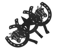 LOPUNER 3 Pièces Crochet Mural Rustique en Métal Noir Silhouette de Cheval et Fer à Cheval, Montage Simple et Structure Stable pour Chambre ou Ferme