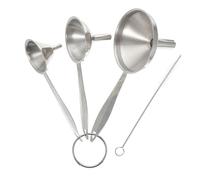 LOPUNER 3pièces Entonnoir Inox Mini pour Transfert Liquide avec Brosse Entonnoir à Huile et Eau Filtre Intégré pour Bouteilles Étroites