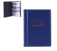 LOPUNER Album de Rangement pour Pièces de Monnaie 120 Pochettes en Cuir PU Bleu Poches Transparentes pour Stockage Sécurisé des Monnaies, pour Collectionneurs Garçon et Filles
