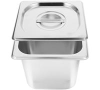 LOPUNER Bassine Rectangulaire en Acier Inoxydable Argenté avec Couvercle, Sécurisée Mains et Polissage Lisse, pour Buffet et Restaurant