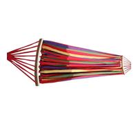 LOPUNER Hamac Anti-basculement à Double Bâton en Bois, Tissu Rouge | Toile Canvas Épaisse et Élargie, Ouverture ou Pliage Instantané, Usage Loisir et Sortie