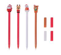 LOPUNER Lot de 4 Stylos Gel Noël pour Papeterie, Stylos Créatifs en Plastique Éléments Festifs, pour Bureau et École, Dessin et Marquage Important
