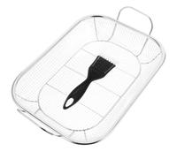 LOPUNER Panier à Barbecue en Acier Inoxydable Carré, 1 Set, Grosse Capacité | Égouttage Intégré, Usage Polyvalent, Nettoyage Facile, Panier à Griller Extérieur pour Légumes et Aliments