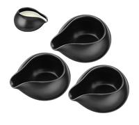 LOPUNER Pichet à Lait en Céramique Noir 3pcs, Pot Vintage pour Servir Lait Chaud et Sauce, pour Restaurants Occidentaux et Familles