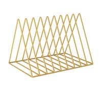LOPUNER Présentoir à Disques Vinyles et CD Multifonction en Fer Doré, Rangement 9 Grilles pour Bureau et Organisation de Livres la Maison