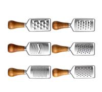 LOPUNER Râpe à Fromage Mini Portable en Acier Inoxydable avec Manche en Bois, 6 Pièces, pour Fromage, Chocolat et Fruits Lors de Pique-niques en Extérieur