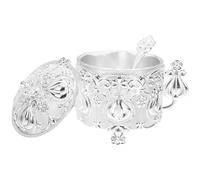 LOPUNER Sucrier de Luxe en Fer et Verre avec Cuillère, Décoration de Table à Manger, Style Européen Élégant Cuisine et Salon de Café, 1 Set Argenté