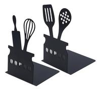 LOPUNER Supports de Livres en Métal Noir 2 Pièces, Robustes et Élégants, pour Bureau ou Salon, Organisent et Maintiennent Livres et Documents Debout